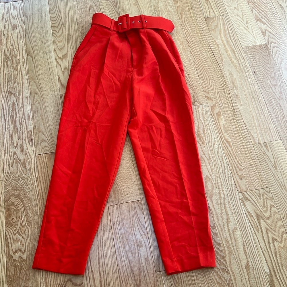 Zara small high waisted belted pants.